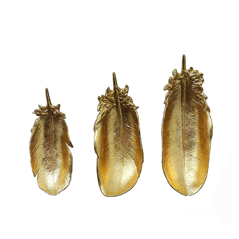 Dekoracyjny talerz liść złoty MHZ0-01-13