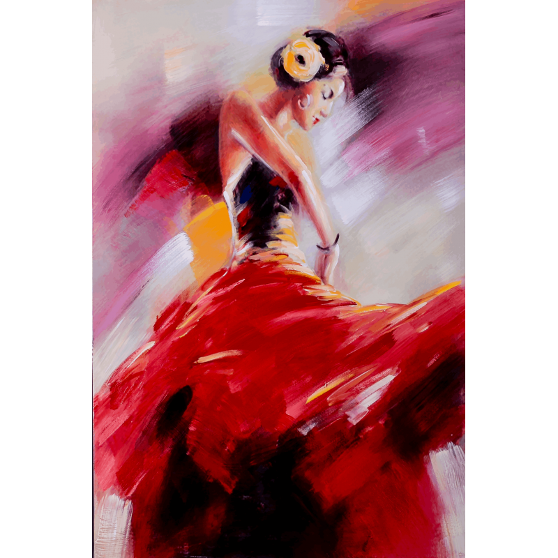 Ręcznie malowany obraz na płótnie - Tancerka Flamenco