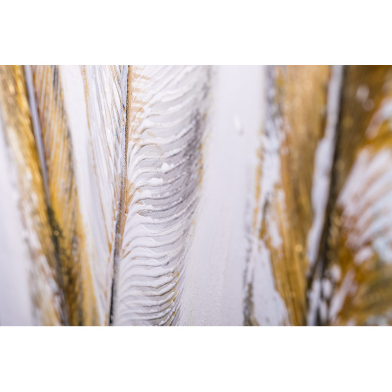 Ręcznie malowany obraz na płótnie – Złote pióra