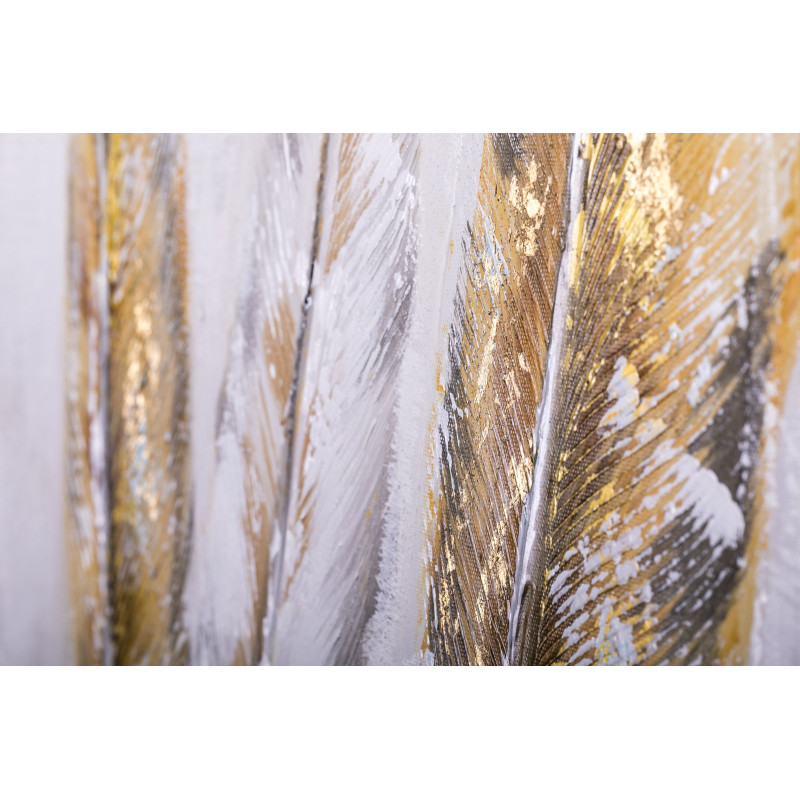 Ręcznie malowany obraz na płótnie – Złote pióra