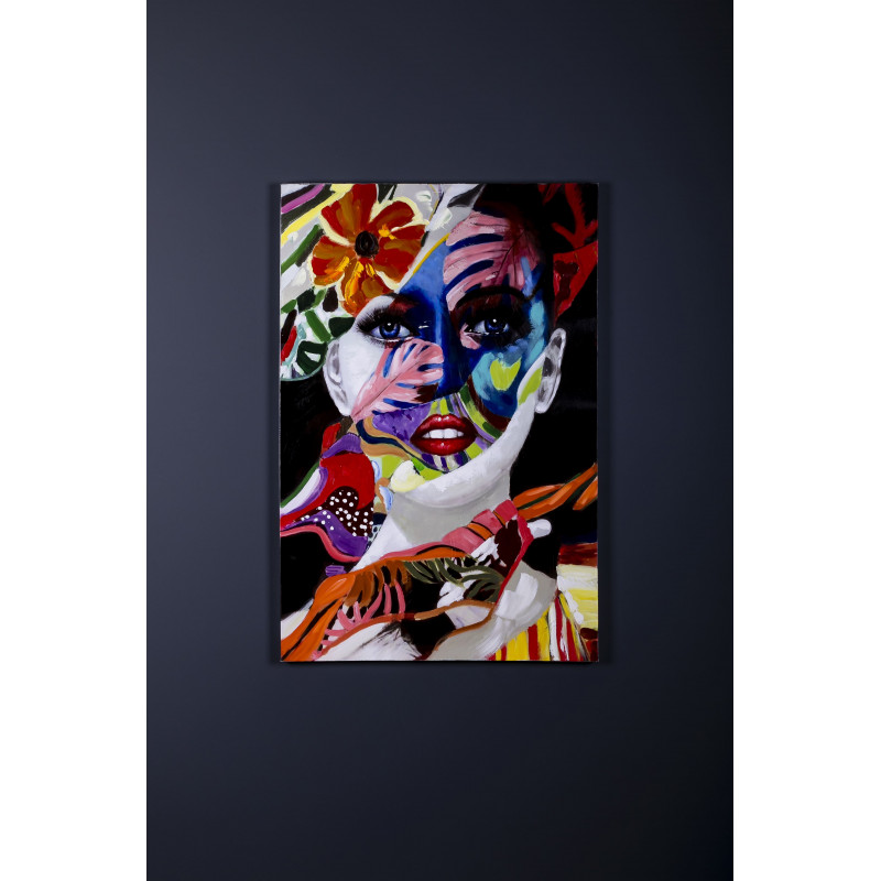 Ręcznie malowany obraz na płótnie - Kolorowa Twarz Kobiety