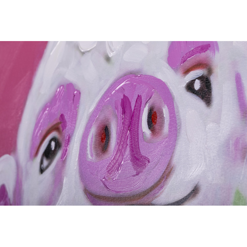 Ręcznie malowany obraz na płótnie - Śmieszna Świnka