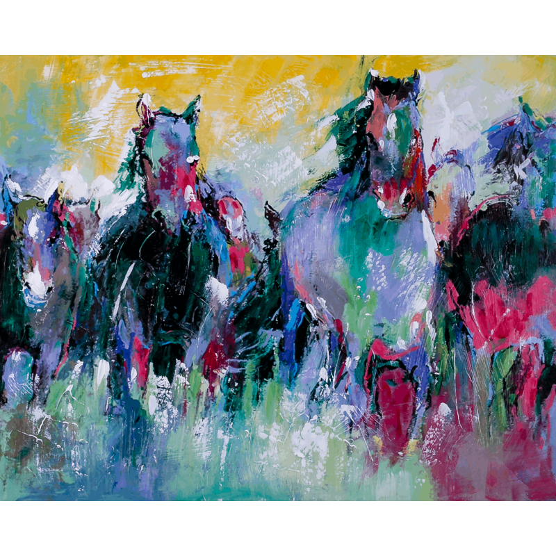 Ręcznie malowany obraz na płótnie –  Konie w galopie