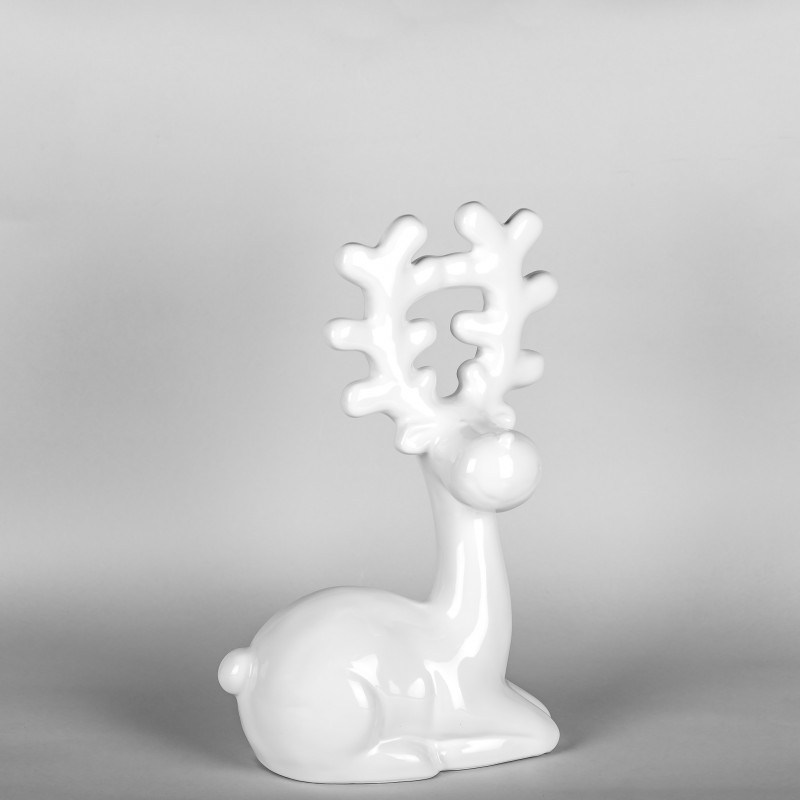 Ceramiczna figurka świąteczna renifer biały