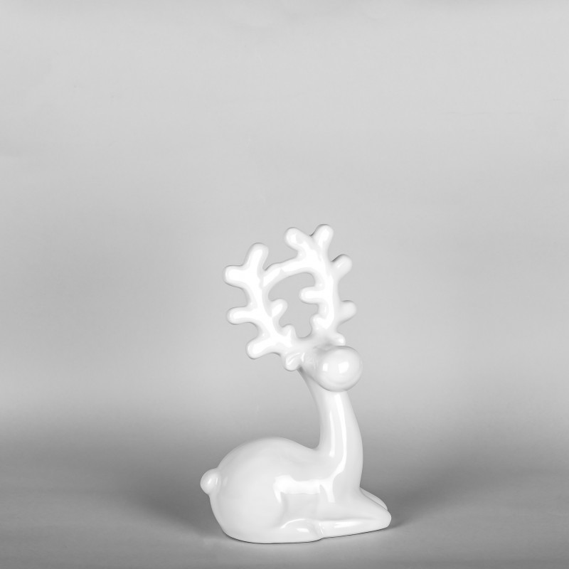 Ceramiczna figurka świąteczna renifer biały
