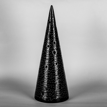 Ceramiczny lampion świąteczny czarna choinka stożek