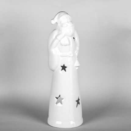 Ceramiczny wysoki lampion świąteczny Mikołaj z workiem