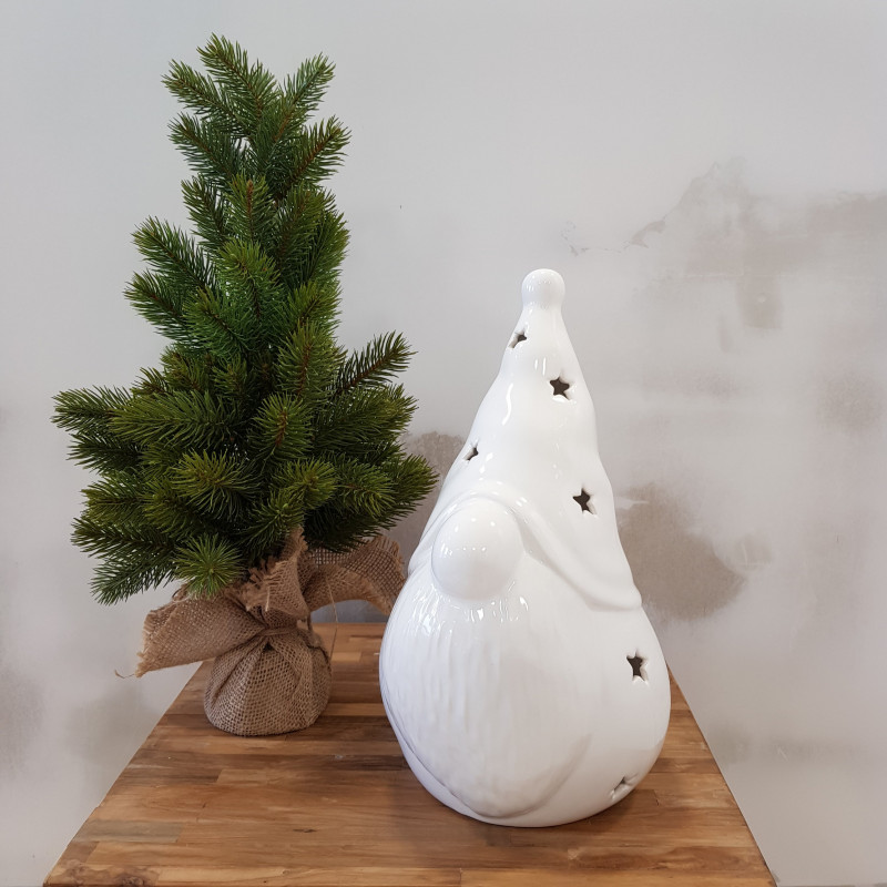 Ceramiczny wysoki lampion świąteczny leśny skrzat
