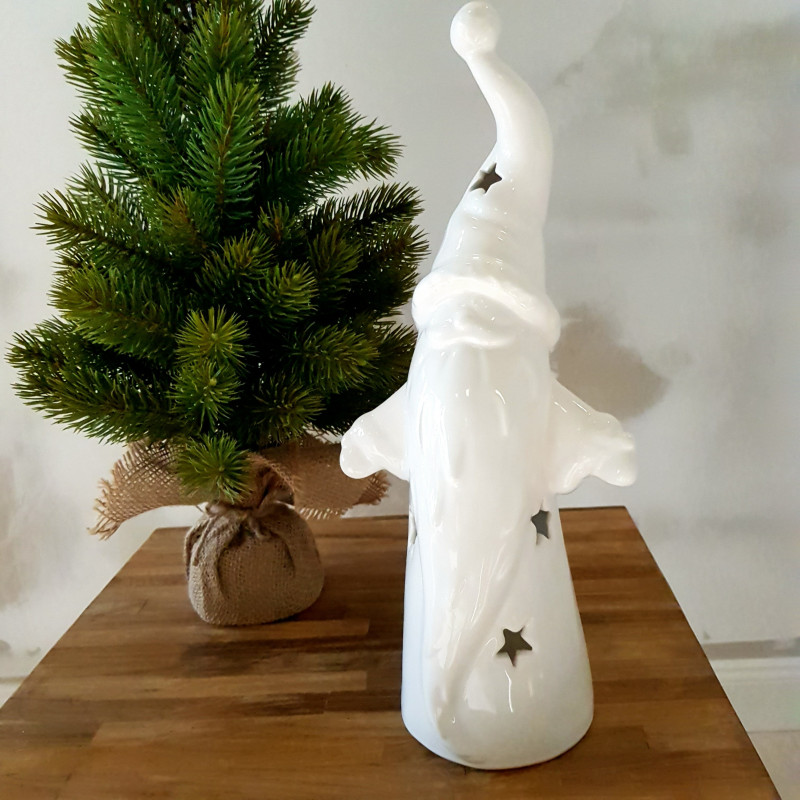 Ceramiczny wysoki lampion świąteczny Świety Mikołaj