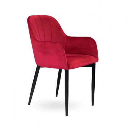 Czerwone krzesło tapicerowane z metalowymi nogami glamour MHK0-84 OD RĘKI