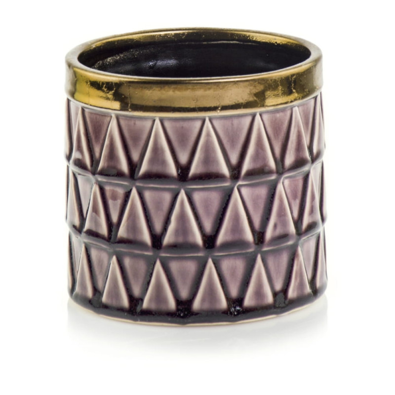 Fioletowa doniczka ceramiczna ze złotym zdobieniem MHD0-02-203