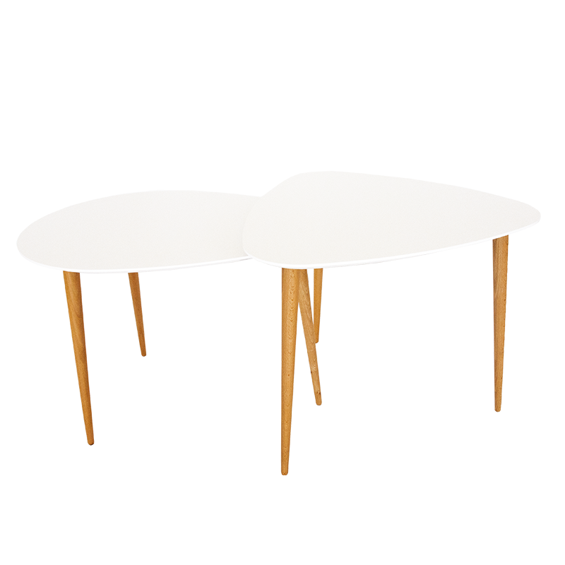 Biały stolik kawowy z bukowymi nogami MHS2-30