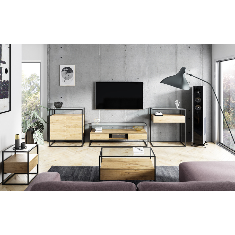 Szafka RTV loft ze szklanym blatem MHS4-16