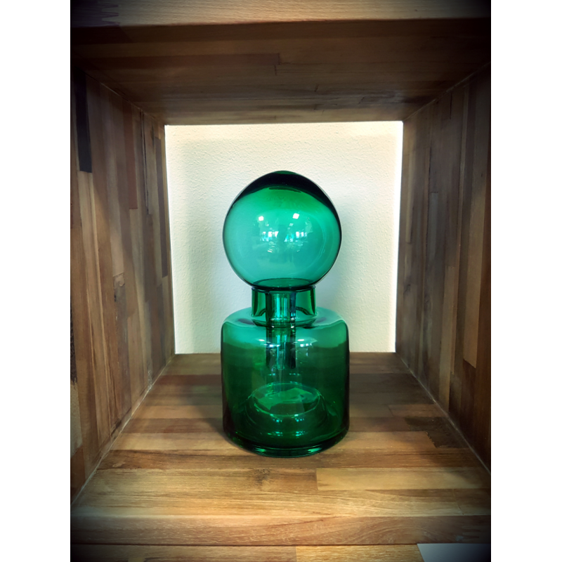 Ręcznie robiony zielony wazon ze szkła MHD0-01-27
