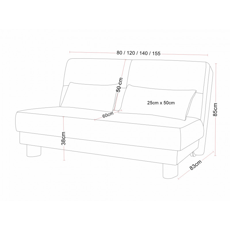 Sofa z funkcją spania i skrzynią na pościel OD RĘKI MODERN 140 cm MHT 430