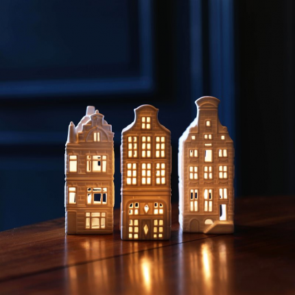 Zestaw 3 świeczników na tealighty holenderskie domki MHD0-05-46