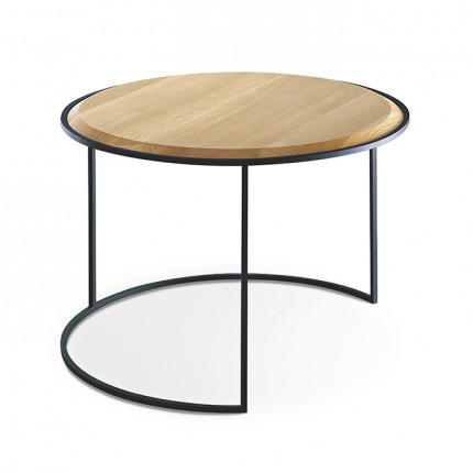 Loftowy stolik kawowy okrągły drewno metal MHS2-75