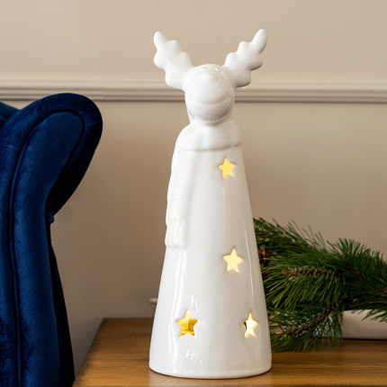 Ceramiczny wysoki lampion świąteczny duży renifer
