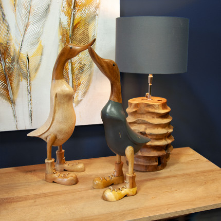 Ręcznie rzeźbiona kaczka z drewna szara w butach HSM MHD0-03-135