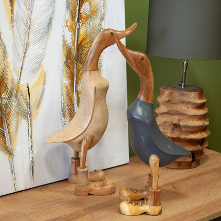 Ręcznie rzeźbiona kaczka z drewna brązowa w butach HSM MHD0-03-134