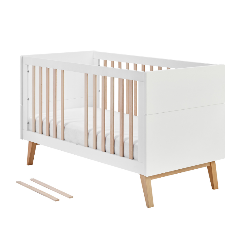 Białe łóżeczko140×70 2w1 z kolekcji Swing PINIO MHB3-25