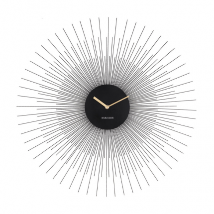 Czarny zegar ścienny promienie Karlsson MHD0-08-45