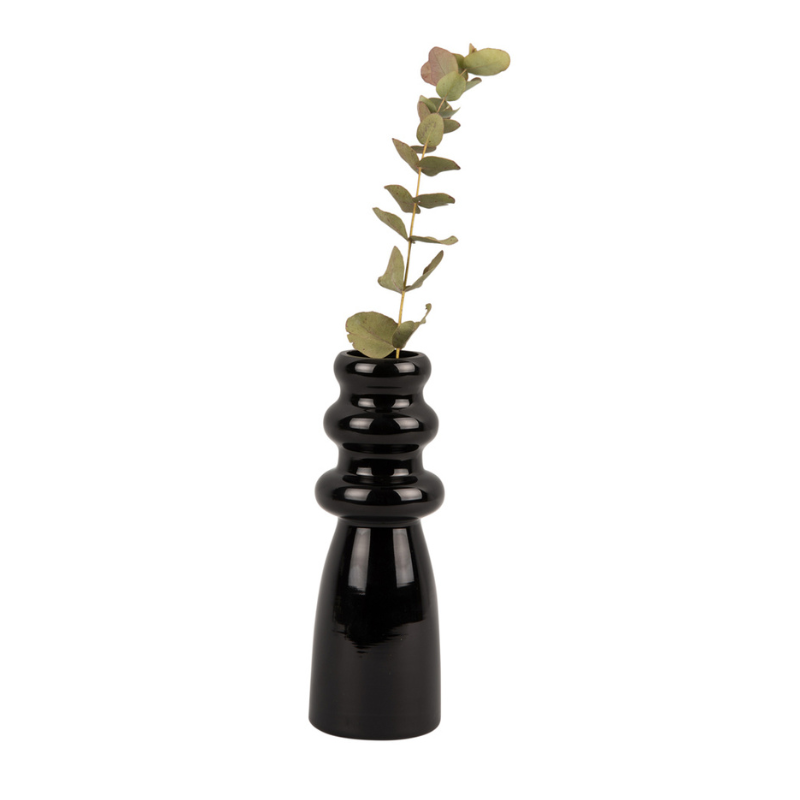 Czarny wazon na kwiaty szklany Present Time MHD0-01-81