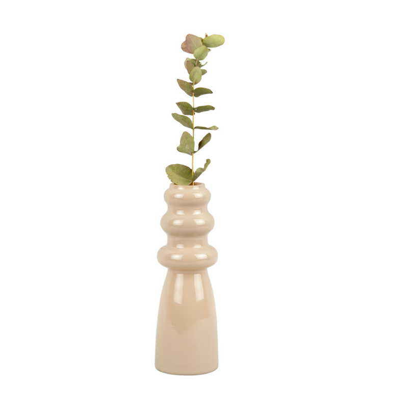 Beżowy wazon na kwiaty szklany Present Time MHD0-01-83