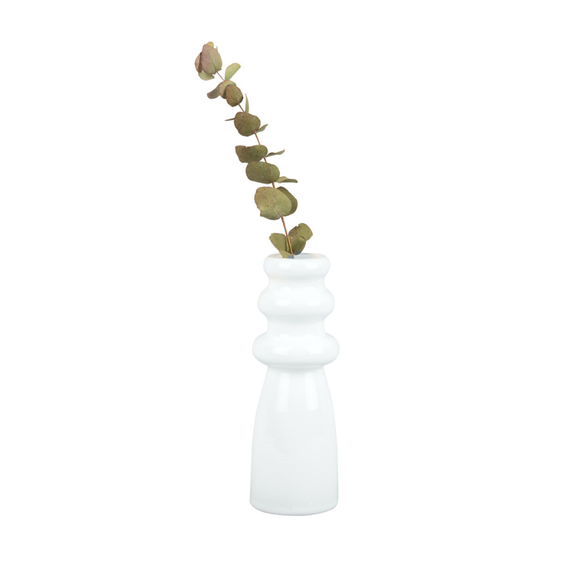Biały wazon na kwiaty szklany Present Time MHD0-01-84