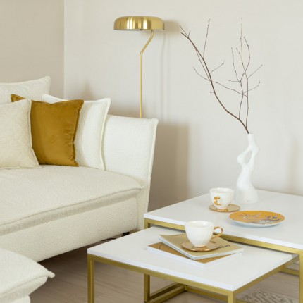 Stolik kawowy podwójny glamour złoty z białym blatem OD RĘKI MHS2-62