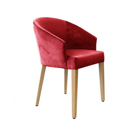 Czerwone krzesło tapicerowane z drewnianymi nogami MHK0-66 OD RĘKI
