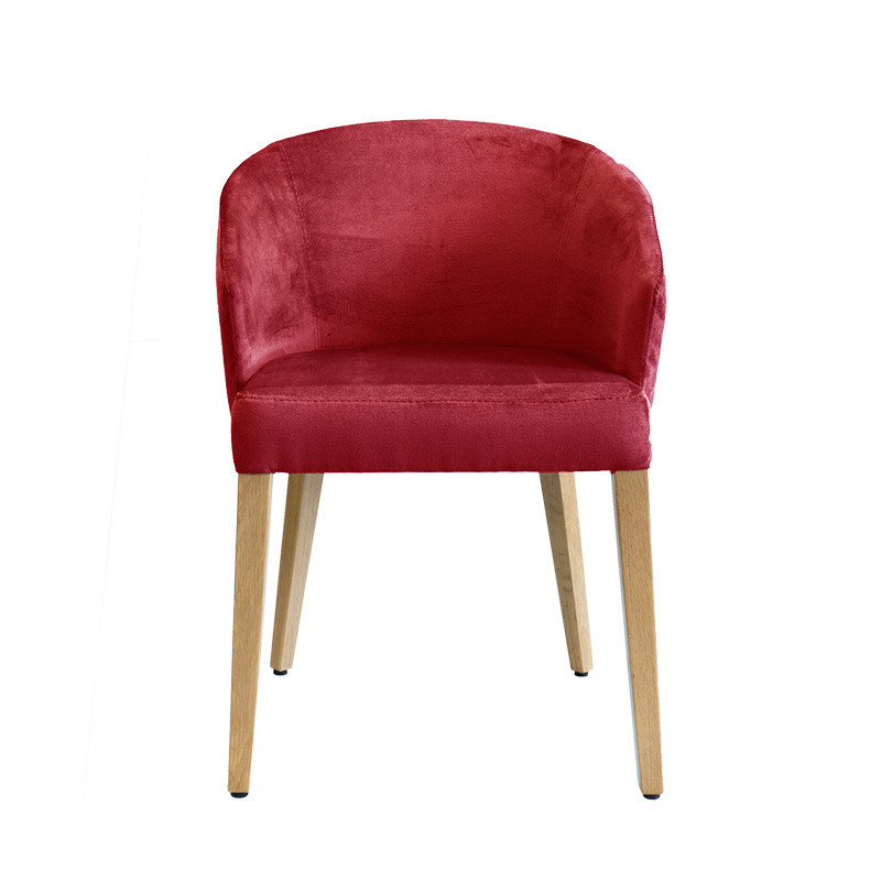 Czerwone krzesło tapicerowane z drewnianymi nogami MHK0-66 OD RĘKI