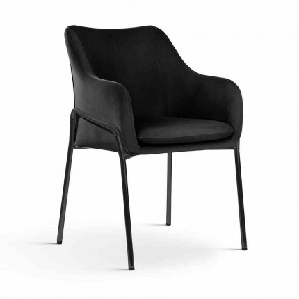 Nowoczesne czarne krzesło do jadalni na metalowych nogach MHK0-126