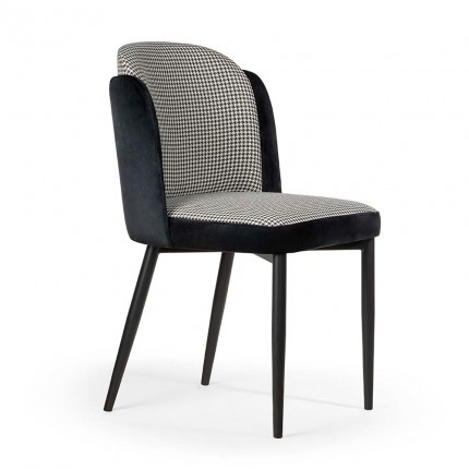 Oryginalne krzesło tapicerowane czarne w pepitkę MHK0-128