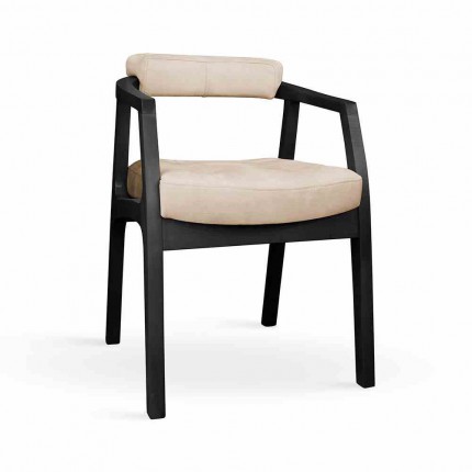 Beżowe krzesło drewniane tapicerowane MHK0-129
