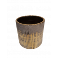 Duża szara ceramiczna donica ze złotym zdobieniem MHD0-02-137