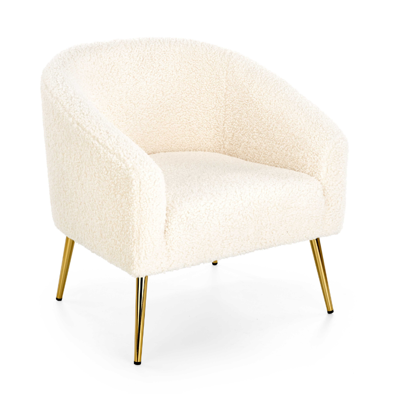 Fotel kremowy do salonu w stylu glamour OD RĘKI MHT 235