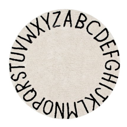 Dywan bawełniany okrągły beżowy Alfabet MHD1-44