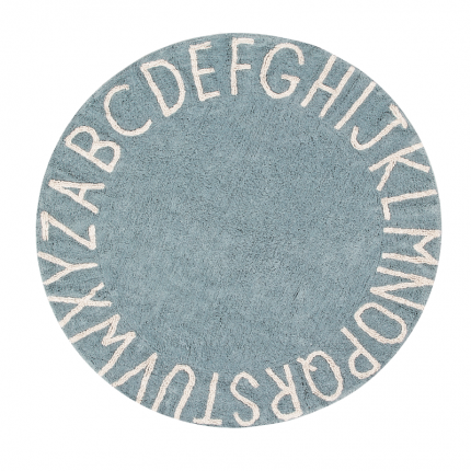 Dywan bawełniany okrągły niebieski Alfabet MHD1-44