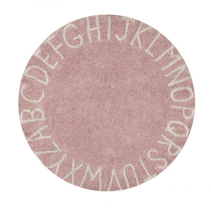 Dywan bawełniany okrągły różowy Alfabet MHD1-44