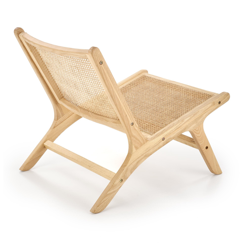 Oryginalny fotel rattan naturalny na drewnianej ramie FODI OD RĘKI