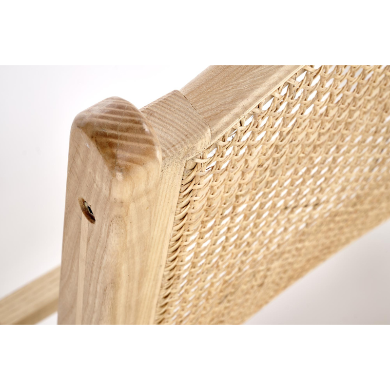 Oryginalny fotel rattan naturalny na drewnianej ramie FODI OD RĘKI