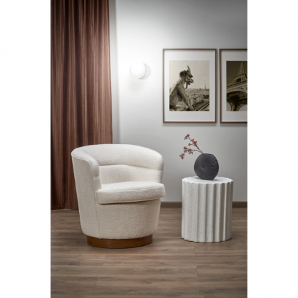 Designerski fotel kremowy do salonu tkanina bouclé EMI OD RĘKI